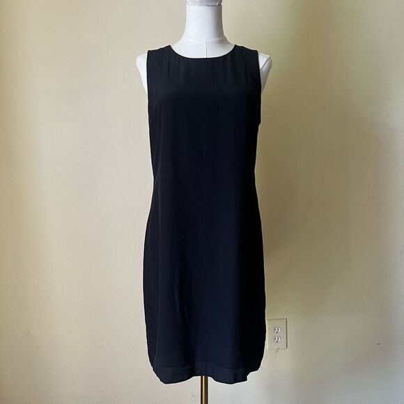 Cynthia Rowley 100% Silk Black Shift Dress Size 4 Cut Out Back Detail‎ - Picture 2 of 9